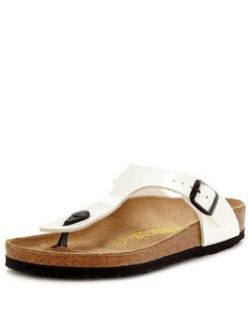 Birkenstock Gizeh White Patent Toe Post Sandals